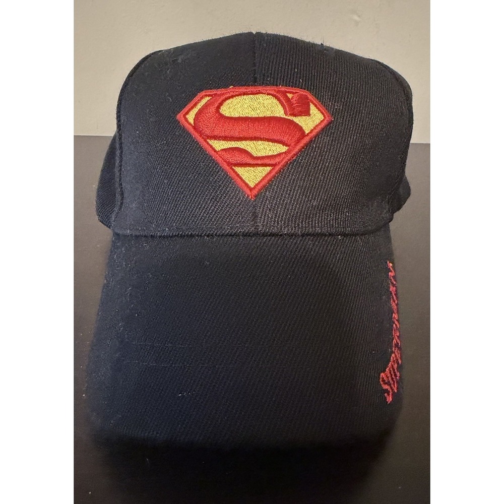 DC Comics Superman Logo Black Red Baseball Cap Hat One Size Fitted Embroidered